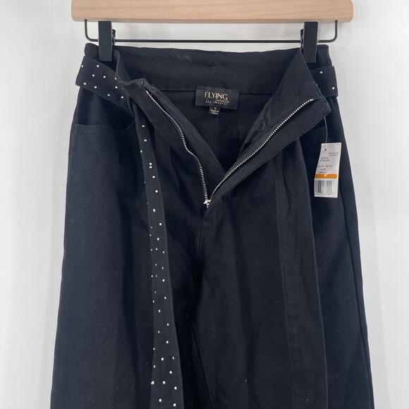FLYING TOMATO Jeans Small Black Silver Stud Belt NWT Flare Denim Cotton Stretch - Picture 8 of 14